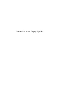 Corruption As an Empty Signifier Africa-Europe Group for Interdisciplinary Studies