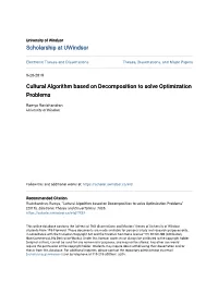 Cultural Algorithm Based on Decomposition to Solve Optimization Problems