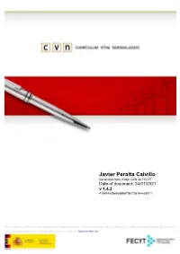 Javier Peralta Calvillo Generated From: Editor CVN De FECYT Date of Document: 24/01/2021 V 1.4.3 4154B7e2be6a86b67f637261e4ad3d11