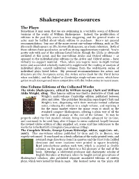Shakespeare Resources