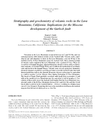 Stratigraphy and Geochemistry of Volcanic Rocks in the Lava Mountains, California: Implications for the Miocene Development of the Garlock Fault