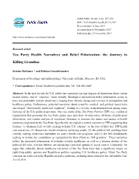 Tea Party Health Narratives and Belief Polarization: the Journey To