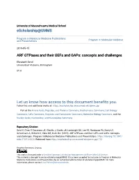 ARF Gtpases and Their Gefs and Gaps: Concepts and Challenges
