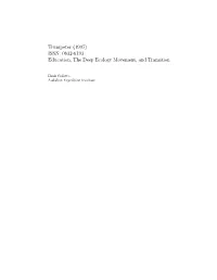 Education, the Deep Ecology Movement, and Transition