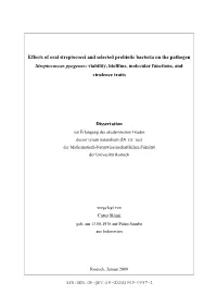 Effects of Oral Streptococci and Selected Probiotic Bacteria on the Pathogen Streptococcus Pyogenes: Viability, Biofilms, Molecular Functions, and Virulence Traits