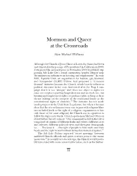Mormon and Queer at Crossroads