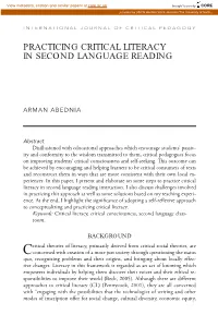 Practicing Critical Literacy in Second Language Reading