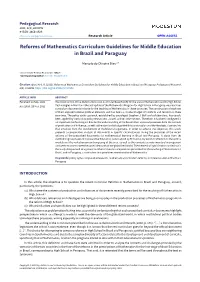 Reforms of Mathematics Curriculum Guidelines for Middle Education in Brazil and Paraguay
