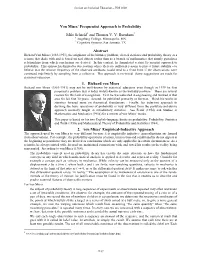 Von Mises' Frequentist Approach to Probability