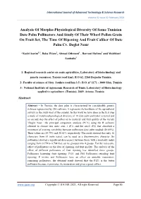 Analysis of Morpho-Physiological Diversity of Some Tunisian Date