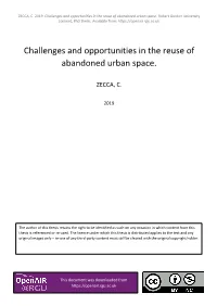 Challenges and Opportunities in the Reuse of Abandoned Urban Space. Robert Gordon University [Online], Phd Thesis