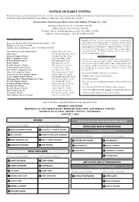NOTICE of EARLY VOTING Pursuant to Tennessee Code Annotated (TCA), Sec