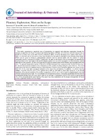 Planetary Exploration; Mars on the Scope