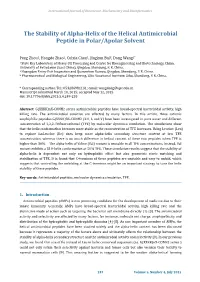The Stability of Alpha-Helix of the Helical Antimicrobial Peptide in Polar/Apolar Solvent