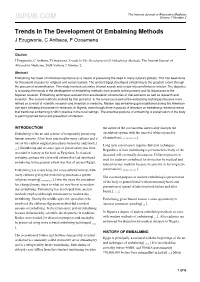 Trends in the Development of Embalming Methods J Ezugworie, C Anibeze, F Ozoemena