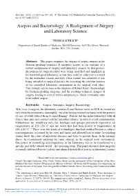 Asepsis and Bacteriology: a Realignment of Surgery and Laboratory Science