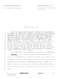 MISSISSIPPI LEGISLATURE REGULAR SESSION 2020 By: Representative Hines HOUSE BILL NO. 210 an ACT to CREATE the MISSISSIPP
