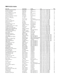 MW Article Index