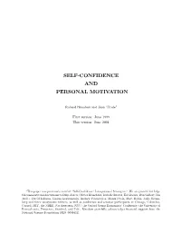 Self-Confidence and Personal Motivation