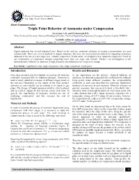 Triple Point Behavior of Ammonia Under Compression