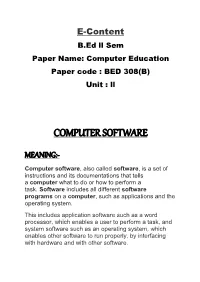Computer Software