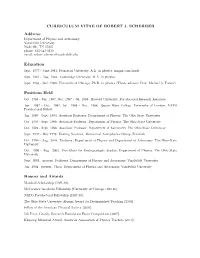 Curriculum Vitae of Robert J. Scherrer