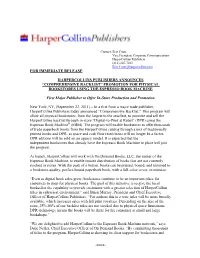Harpercollins Titles Now Available on Espresso Book Machine Network