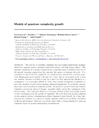 Models of Quantum Complexity Growth