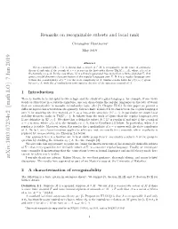 Remarks on Recognizable Subsets and Local Rank