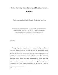 Spatial Clustering of Rural Poverty and Food Insecurity in Sri Lanka