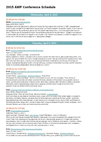 2015 AWP Conference Schedule