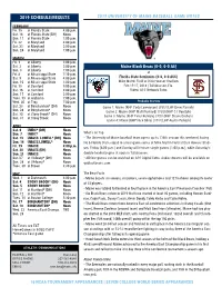 2019 Schedule/Results 2019 University of Maine Baseball Game Notes