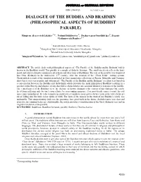 Dialogue of the Buddha and Brahmin (Philosophical Aspects of Buddhist Parable)