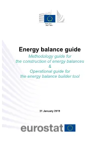 Energy Balance Guide Methodology Guide for the Construction of Energy Balances & Operational Guide for the Energy Balance Builder Tool