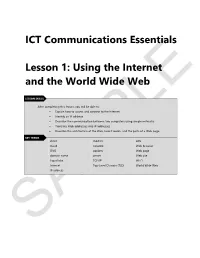 Lesson 1: Using the Internet and the World Wide Web