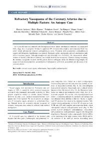 Refractory Vasospasms of the Coronary Arteries Due to Multiple Factors: an Autopsy Case