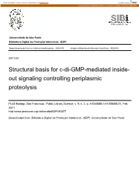Structural Basis for C-Di-GMP-Mediated Inside- out Signaling Controlling Periplasmic Proteolysis