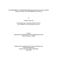 An Assessment of Abandoned Mine Reclamation in South Africa Using a Survey of Environmental Experts