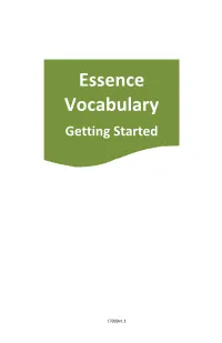 Essence Vocabulary Getting Started