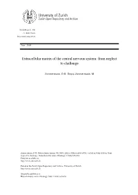 Extracellular Matrix of the Central Nervous System: from Neglect to Challenge