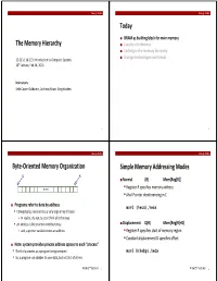 Memory Hierarchy Summary