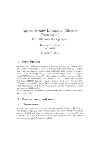 (Offensive Technologies) OS Vulnerabilities Project