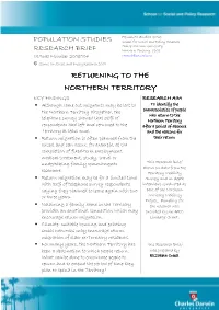 Returning to the Returning to the Northern Territory