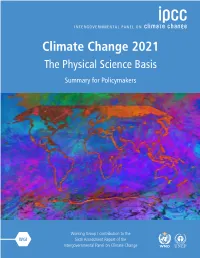 Summary for Policymakers. In: Climate Change 2021: the Physical Science Basis