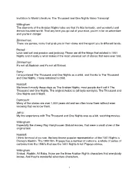 The Thousand and One Nights Video Transcript Transcript