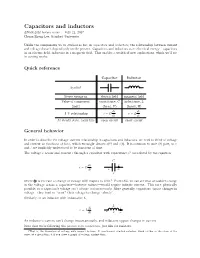Capacitors and Inductors ENGR 40M Lecture Notes — July 21, 2017 Chuan-Zheng Lee, Stanford University