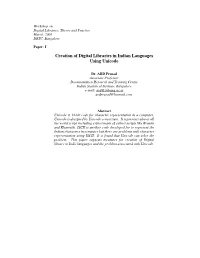 Creation of Digital Libraries in Indian Languages Using Unicode