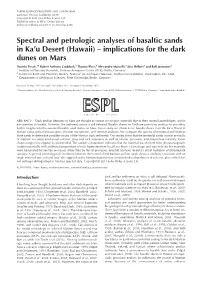 Hawaii) – Implications for the Dark Dunes on Mars