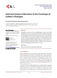 Informal Science Education in the Footsteps of Galileo's Dialogue