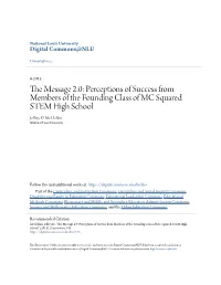Perceptions of Success from Members of the Founding Class of MC Squared STEM High School Jeffrey D